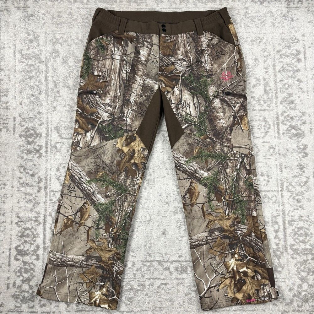 REALTREE Xtra Softshell Camo Hunting Pants Scent Factor Fleece Lined Women's XL - Picture 2 of 6